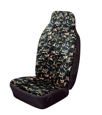 Car & Van Seat Cover Front Single Hi-Back Stretch - Camouflage