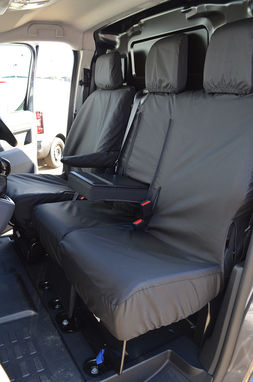 Vauxhall Vivaro 2019+ Driver's Seat and Folding Double Passenger with Worktray and Split Base Seat Covers