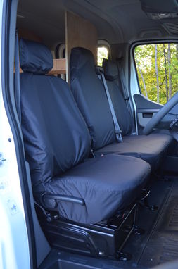 Renault Master Van 2010 + Driver's Seat and Folding Non-Split Seat Base Double Passenger Seat Covers
