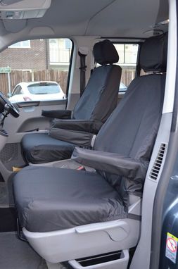VW Transporter T5 Van 2003-2009 Front Pair Of Single Seats With Armrests Seat Covers