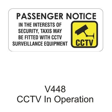 CASTLE PROMOTIONS Outdoor Vinyl Sticker - White - Cctv Passenger Notice