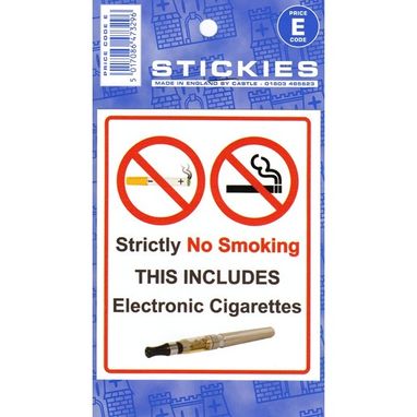 CASTLE PROMOTIONS Indoor Vinyl Sticker - White - No Electronic Cigarettes