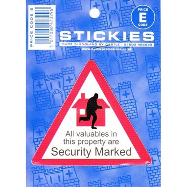 CASTLE PROMOTIONS Indoor Vinyl Sticker - Valuables Are Security Marked