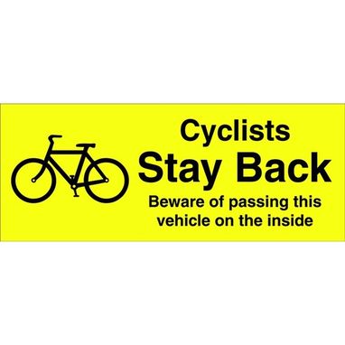 CASTLE PROMOTIONS Outdoor Vinyl Sticker - Yellow - Cyclists Stay Back Beware