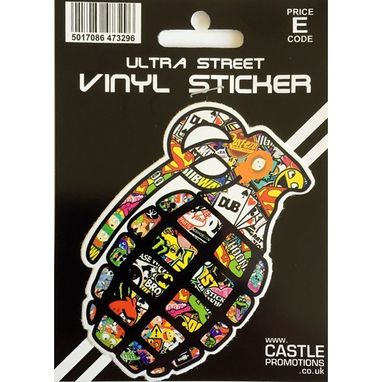 CASTLE PROMOTIONS Outdoor Vinyl Sticker - Stickerbomb Grenade
