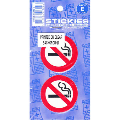 CASTLE PROMOTIONS Outdoor Vinyl Sticker - No Smoking Sign - On Clear Background - 1 Pair