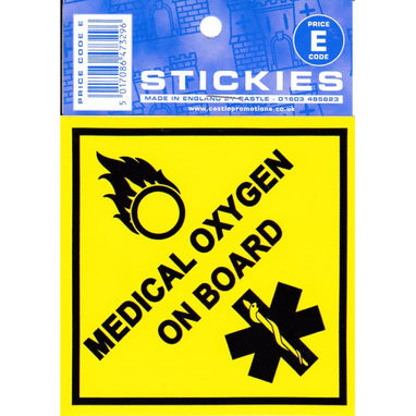 CASTLE PROMOTIONS Outdoor Vinyl Sticker - Medical Oxygen On Board