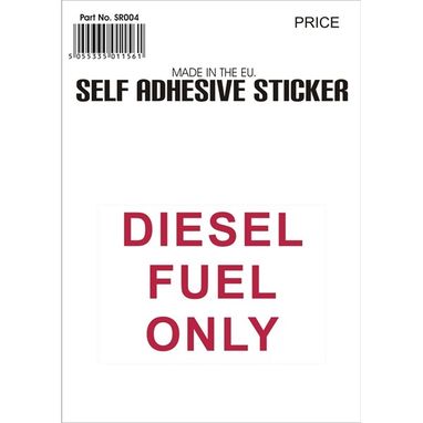 CASTLE PROMOTIONS Outdoor Vinyl Sticker - Red - Diesel Fuel Only