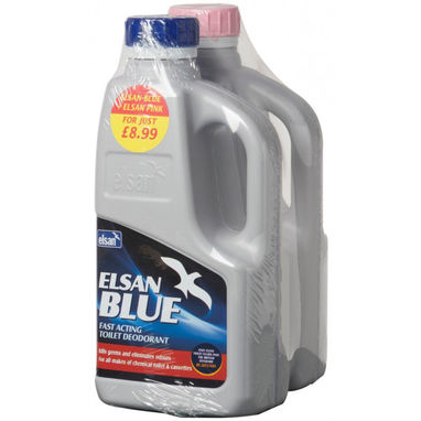 ELSAN Blue Toilet Fluid and Pink Rinse - 1 Litre Twinpack