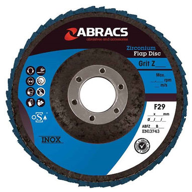 ABRACS Zirconium Flap Discs - P60 - 115mm - Pack Of 5