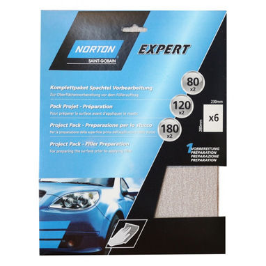 NORTON Norton Project Pack - Filler Preparation - Pack of 6 Sanding Sheets