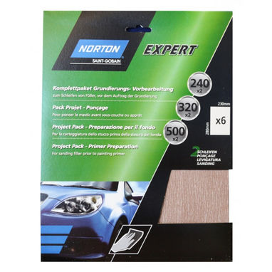 NORTON Norton Project Pack - Primer Preparation - Pack of 6 Sanding Sheets