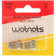 WOT-NOTS Brake Pipe Unions - Male M10 x 1 Pitch - Pack Of 2