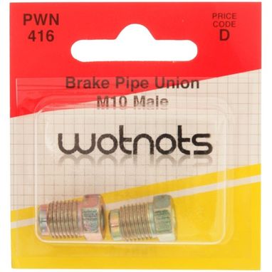 WOT-NOTS Brake Pipe Unions - Male M10 x 1 Pitch - Pack Of 2