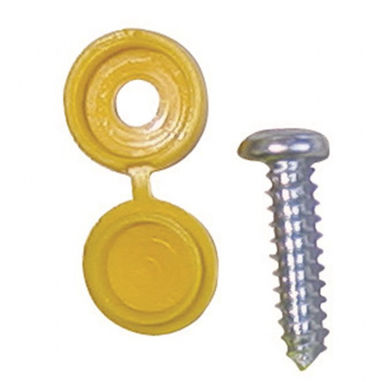PEARL CONSUMABLES Number Plate Caps & Screws - Yellow - Pack of 50