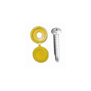 PEARL CONSUMABLES Number Plate Drill Screws & Caps - Yellow - Pack Of 20