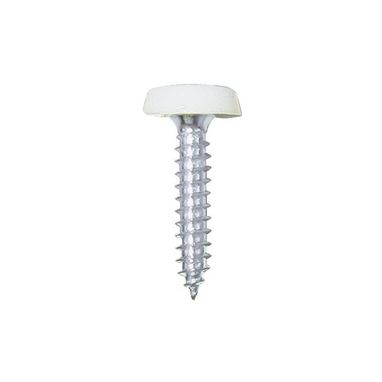 WOT-NOTS Number Plate Plastic Top Screw - White - Pack Of 2