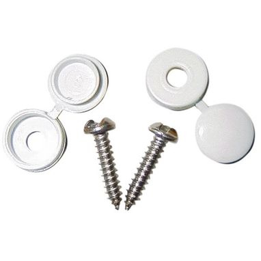 PEARL CONSUMABLES Number Plate Security Caps & Screws - White - Pack Of 20