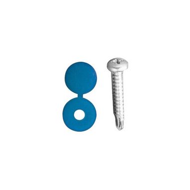 PEARL CONSUMABLES Number Plate Drill Screws & Caps - Blue - Pack Of 20