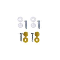 WOT-NOTS Number Plate Caps & Screws - White & Yellow - Pack Of 4