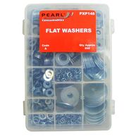 PEARL CONSUMABLES Zinc Plated Washers - Flat - Assorted - Pack Of 800