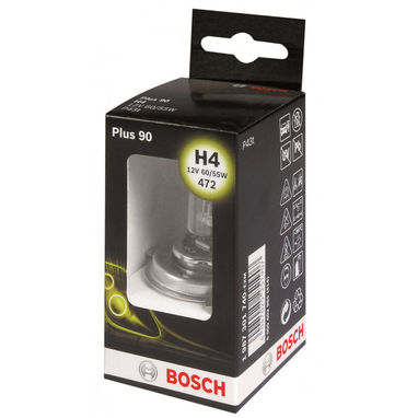 BOSCH Headlamp Halogen - H4 12V 60/55W P43t - Plus 90