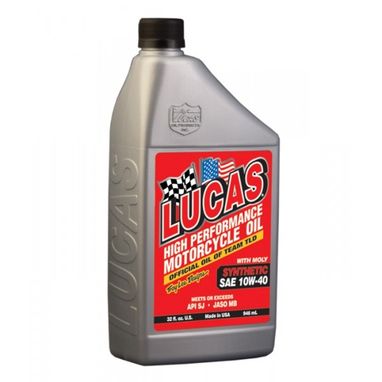 LUCAS OIL SAE 10W40 Fully Synthetic Motorcycle Oil with Moly - 946ml