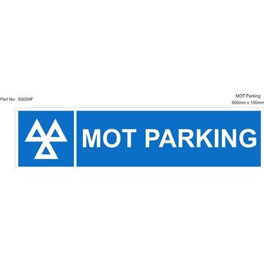 CASTLE PROMOTIONS Rigid Sign - MOT Parking - 600mm x 150mm