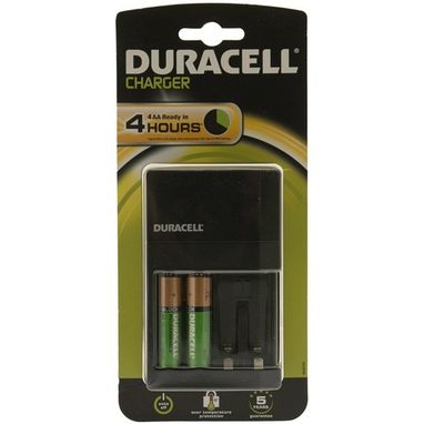 DURACELL Plug-in Battery Charger with 2x AA Batteries