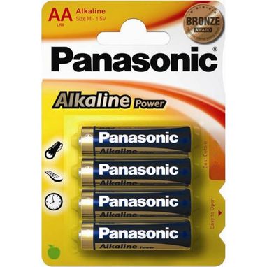 PANASONIC Alkaline Power AA Batteries - Pack of 4
