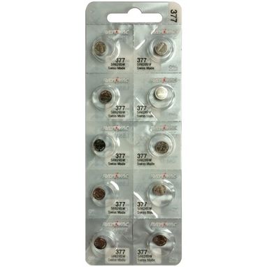 RAYOVAC Coin Cell Battery 377 - Silver Oxide 1.55V - Strip of 10