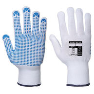 PORTWEST Nylon Polka Dot Gloves - White/Blue - Small - Pack of 12