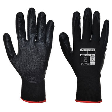 PORTWEST Dexti Grip Gloves - Black - Small - Pack of 12