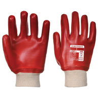 PORTWEST PVC Knitwrist Dipped Gloves - Red - Large