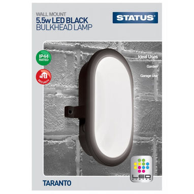 STATUS Taranto LED Bulkhead Fitting - Black - 5.5W