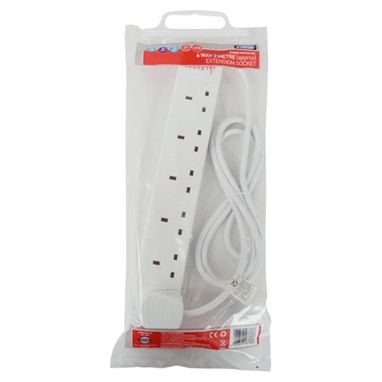 STATUS 6 Way Surge Protected Extension Socket - White - 2m
