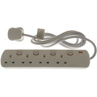 STATUS 4 Way Switched Extension Socket - White - 2m