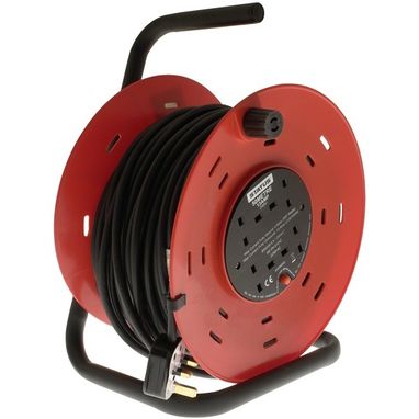 STATUS 4 Way Open Frame Cable Reel - Red - 50m