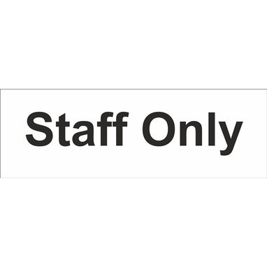 CASTLE PROMOTIONS Staff Only Sign - Self Adhesive Vinyl - 100mm x 300mm