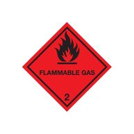 SIGNS & LABELS Class 2 Flammable Gas Warning Diamond - Self Adhesive Vinyl - 100mm x 100mm