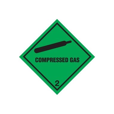 SIGNS & LABELS Class 2 Compressed Gas Warning Diamond - Self Adhesive Vinyl - 100mm x 100mm