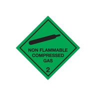 SIGNS & LABELS Class 2 Non Flammable Compressed Gas Warning Diamond - Self Adhesive Vinyl - 100mm x 100mm