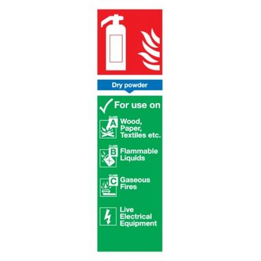 SIGNS & LABELS Dry Powder Extinguisher Sign - Rigid Polypropylene - 300mm x 100mm