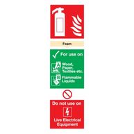 SIGNS & LABELS Foam Fire Extinguisher Sign - Rigid Polypropylene - 300mm x 100mm