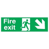 SIGNS & LABELS Fire Exit Arrow Down Right - Rigid Polypropylene - 150mm x 450mm