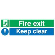 SIGNS & LABELS Fire Exit Keep Clear Sign - Rigid Polypropylene - 150mm x 450mm