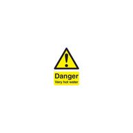 SIGNS & LABELS Danger Very Hot Water Sign - Self Adhesive Vinyl - 70mm x 50mm