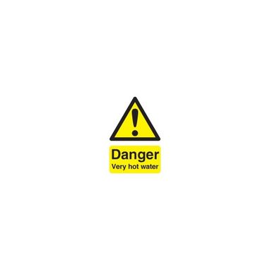 SIGNS & LABELS Danger Very Hot Water Sign - Self Adhesive Vinyl - 70mm x 50mm