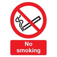 SIGNS & LABELS No Smoking Sign - Rigid Polypropylene - 297mm x 210mm