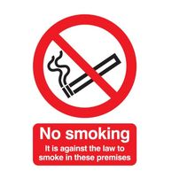 SIGNS & LABELS No Smoking (Legally Required) Sign - Rigid Polypropylene - 297mm x 210mm